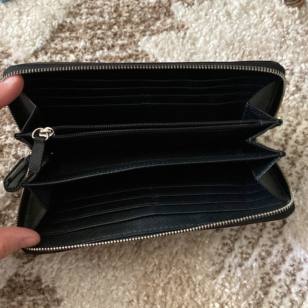 Coach Black Wallet with Silver Zipper - Picture 3 of 4